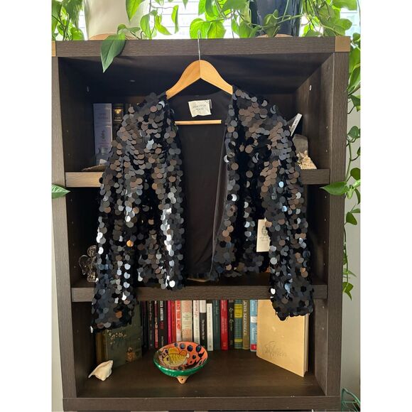 NWT Hyacinth House x Tuckernuck Black Sequined Dazzle Jacket Size Small $148 - Picture 5 of 9